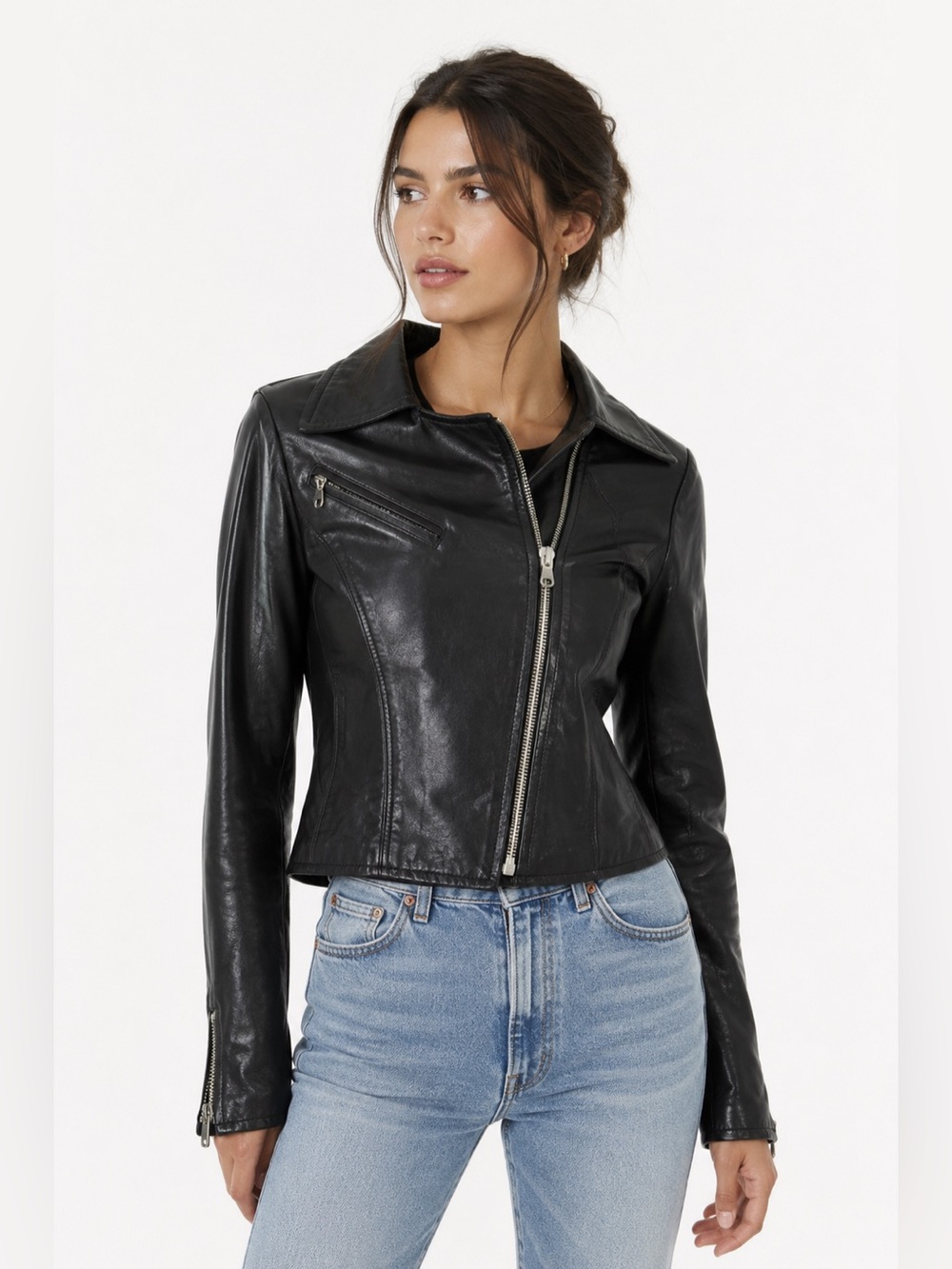 Luis Alvear Black Genuine Leather Asymmetrical Moto Jacket XS